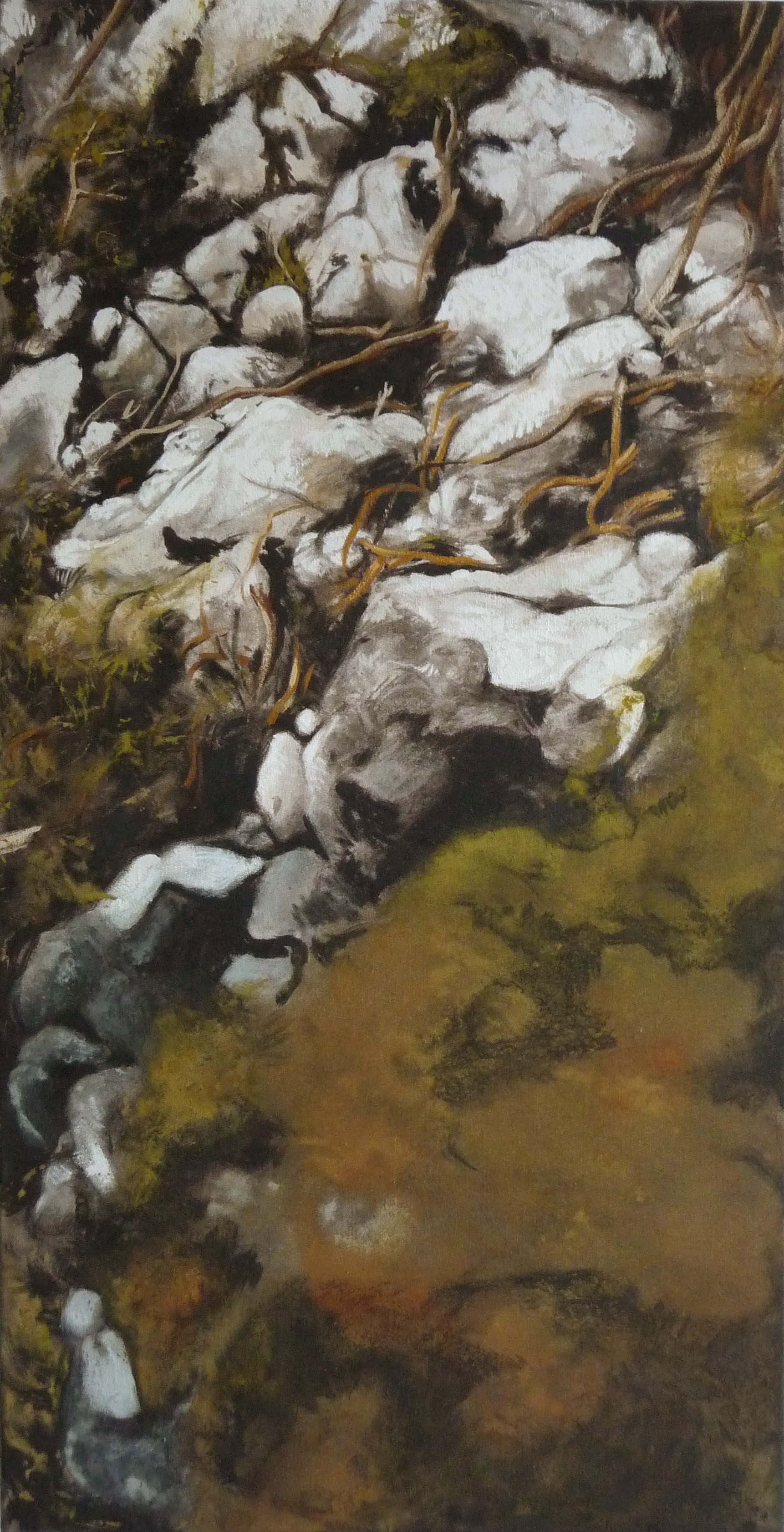 <p><strong><span id="result_box" class="short_text" lang="hr"><span class="">Prva voda <br /></span></span></strong>Punic wax and encaustic on canvas, 50 x 100 cm</p>